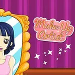 鏡に映った黒髪の女性と「Make-Up Artist」の文字が描かれたイラスト。