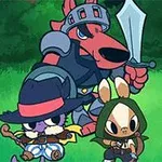 アニメ風のキャラクターたちが森の中で剣や杖を持ち冒険の準備をしている様子。