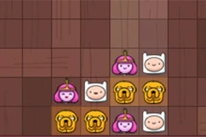 キャラクターの顔が描かれたブロックがチェス盤状に配置されているイラスト。