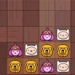 キャラクターの顔が描かれたブロックがチェス盤状に配置されているイラスト。