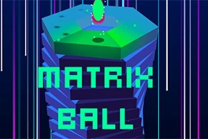 幾何学的な形状が積み重なった塔と、緑色のオブジェクトと「MATRIX BALL」という文字。