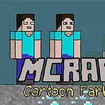 二人のブロック風のキャラクターがグレーの地面に立っているイラスト。