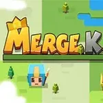 青と金色のヘルメットをかぶったキャラクターが緑のマップ上に配置され、背景に「MERGE KILL」と書かれた文字が表示されているイラスト。