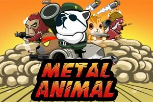 動物のキャラクターたちが兵器を持ってポーズを取っているイラスト。