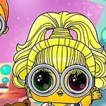 大きな目と眼鏡をかけたカラフルな衣装の2人のキャラクターが明るい部屋に立っているイラスト。