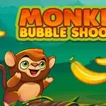 サルがバナナを背景にしたリーフィーなジャングルの中にいます。