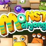 カラフルなモンスターと「Monster Mahjong」の文字が配置されたイラスト。