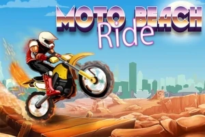 バイクに乗ったライダーが砂漠のような障害物をジャンプしているイラスト。