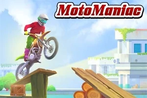 バイクに乗ったライダーがジャンプ台を飛び越えるシーン。