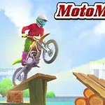バイクに乗ったライダーがジャンプ台を飛び越えるシーン。