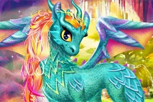 青い鱗を持つ可愛らしいドラゴンで、色鮮やかなたてがみと羽が特徴。