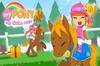 少女と彼女の愛するポニーがレースに参加します