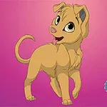 ピンクの背景に描かれた金色の子犬のイラスト。