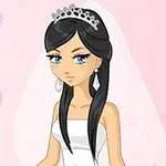 アニメ風の花嫁がティアラとベールを着けているイラスト。