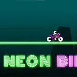 ネオンカラーのバイクが緑のライン上を走行するイラストと、下部に「NEON BIKER」の文字。