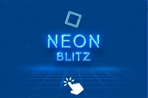 青い背景にネオン風の文字で「NEON BLITZ」と書かれており、その下には手のアイコンが描かれている。