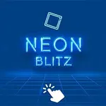 青い背景にネオン風の文字で「NEON BLITZ」と書かれており、その下には手のアイコンが描かれている。
