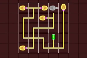 電球のイラストが配線された迷路の上に配置されている画像。