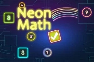 ネオンカラーの数字とチェックマークが暗い背景に表示されている。