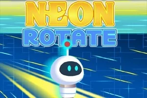 ネオン色のロボットが宇宙空間を背景に漂っているイラスト。