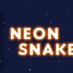 青い背景にネオンで描かれた蛇と「NEON SNAKE」の文字。