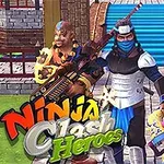 忍者の衣装を着た4人のキャラクターが、それぞれ異なる武器を持って立っている。