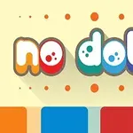カラフルな文字で「no dots」と書かれており、背景にドット模様があります。