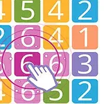 カラフルな数字ブロックが並び、マウスのカーソルが6を指している。