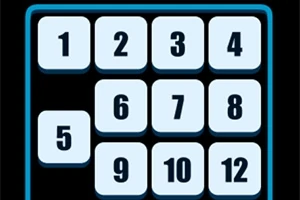 青いフレームで囲まれた3x4の数字が描かれたブロックのセット。