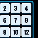 青いフレームで囲まれた3x4の数字が描かれたブロックのセット。