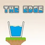 草の上に置かれた水で満たされたコップと「ON THE EDGE」の文字。
