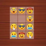 木目の背景に配置された、様々な表情の絵文字が並ぶ3x3のグリッド。