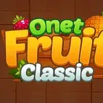 茶色の背景に、「Onet Fruit Classic」というカラフルな文字が描かれ、文字の周りにパイナップルとイチゴのイラストがある。