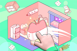 かわいい動物をテーマにした部屋に手が加えられているイラスト。