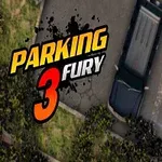 駐車場で2台の車が止まっている様子と「Parking Fury 3」のロゴ。