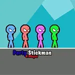 4人のカラフルなスティックマンが横並びで立っているイラスト。