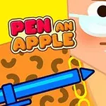 カラフルなキャラクターが特徴的なデザインで、青いペンと赤いリンゴが強調されています。