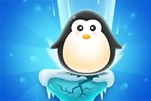 かわいらしいペンギンがひび割れた氷の上に立っているイラスト。