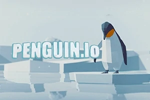 氷上に立つペンギンの近くに「PENGUIN