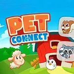 青空の下、動物のイラストと赤い納屋が背景に描かれた、可愛らしいペットのゲーム画面。