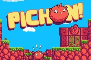 赤い丸いキャラクターが中央に描かれ、上部に「PICHON!