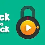緑色の背景に黒い円形の錠と白いテキスト。