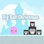 ピンクの丸いキャラクターと、灰色の顔が描かれた黒い四角いブロックが並んでいる背景にお城のシルエットがある。