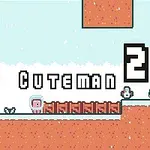 ピンク色のキャラクターが雪原に立っているドット絵の風景。