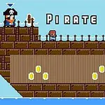海賊船の上に立っているキャラクターと、船体に配置されたコイン。