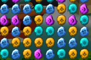 カラフルな宝石が整然と並んでいるパズルゲームのスクリーンショット。