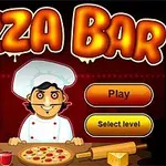 ピザを作るコックが描かれたゲームのメニュー画面。