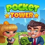 カラフルな建物と笑顔でお金を持つ2人のキャラクターが描かれたイラスト。