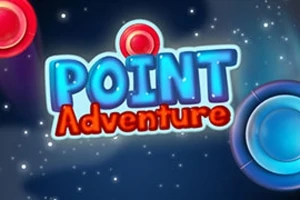 青い背景に「POINT Adventure」の文字があり、赤と青の円形アイコンが配置されています。