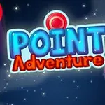 青い背景に「POINT Adventure」の文字があり、赤と青の円形アイコンが配置されています。